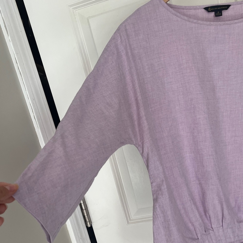 Brooks Brothers Lavender wool blend Blouse with 3/4 Sleeves Sz 4 - Picture 5 of 8